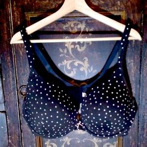 Cacique Black with White Polka dots Boost Plunge 44DD